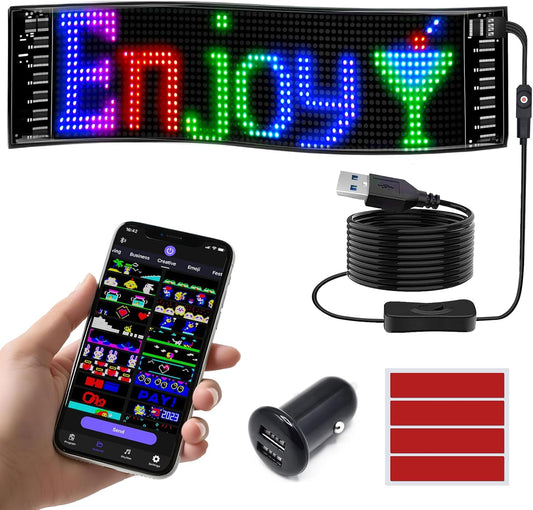 Programmable Full Color LED Sign - Bluetooth APP Control Custom Text Pattern for Car Business Store
