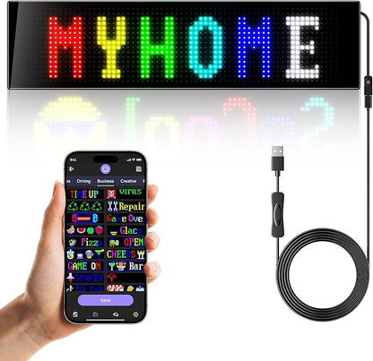 Double Row Scrolling LED Sign, Programmable Flexible LED Matrix Panel, Bluetooth APP Control, DIY Text, Patterns, Animations (37 x 8inch )