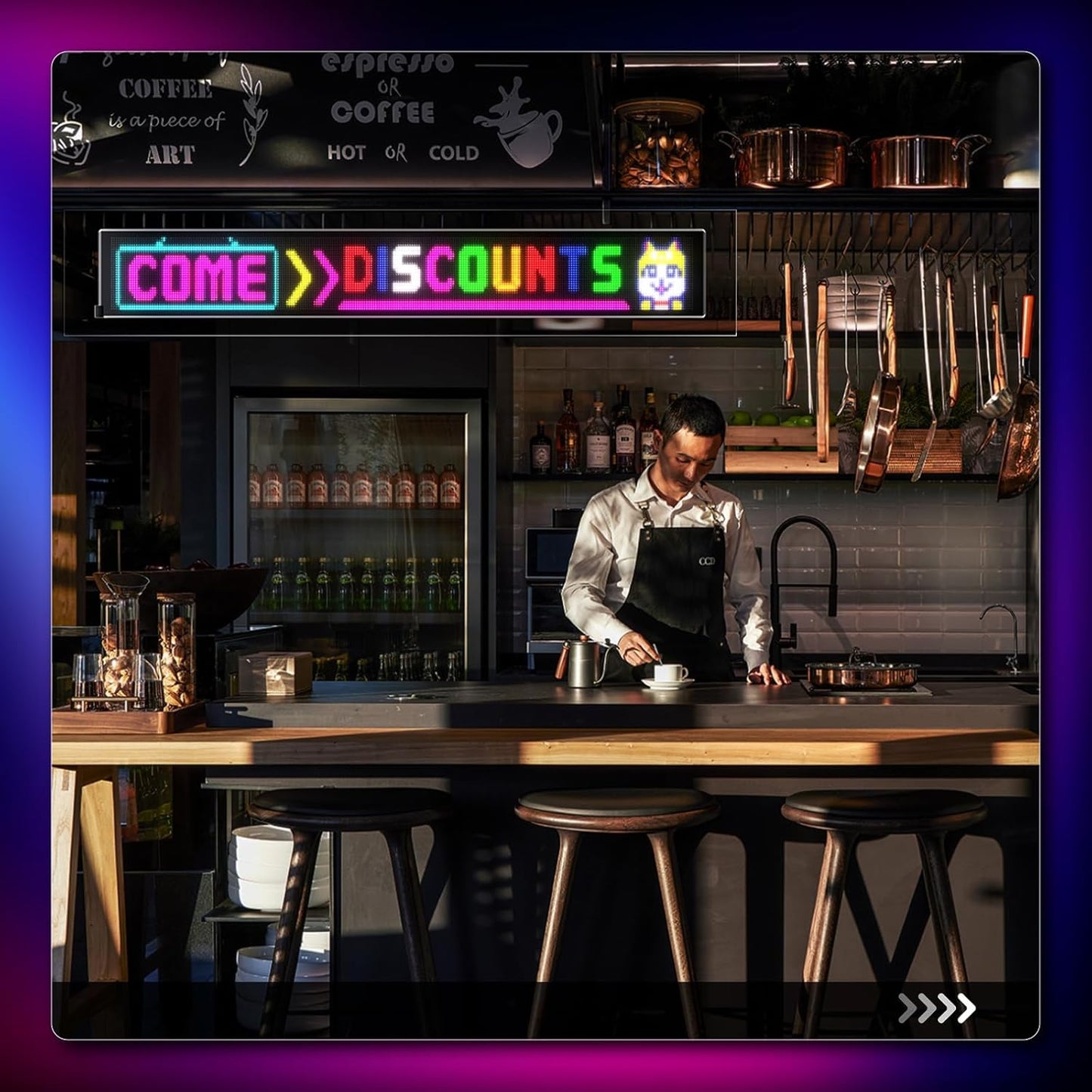 Large Programmable LED Sign, P5 Resolution Indoor Store LED Sign, Bluetooth App, Suitable for Commercial Retail Store Window Display (94.2CMx 20CM)