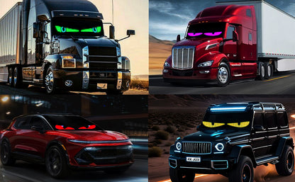 2 Pieces LED Eyes Truck Windshield, Car Devil Eyes Light, Flexible Scrolling Programmable LED Sign, Custom Editor Color, Animation, Text