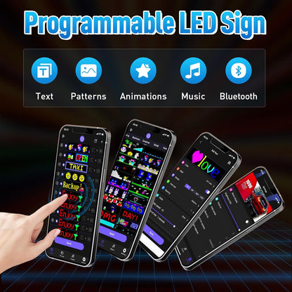 Programmable Full Color LED Sign - Bluetooth APP Control Custom Text Pattern for Car Business Store
