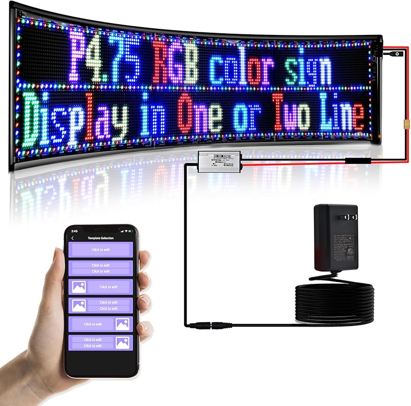 Double Row Scrolling LED Sign, Programmable Flexible LED Matrix Panel, Bluetooth APP Control, DIY Text, Patterns, Animations (37 x 8inch )