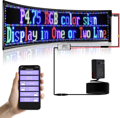 Double Row Scrolling LED Sign, Programmable Flexible LED Matrix Panel, Bluetooth APP Control, DIY Text, Patterns, Animations (37 x 8inch )