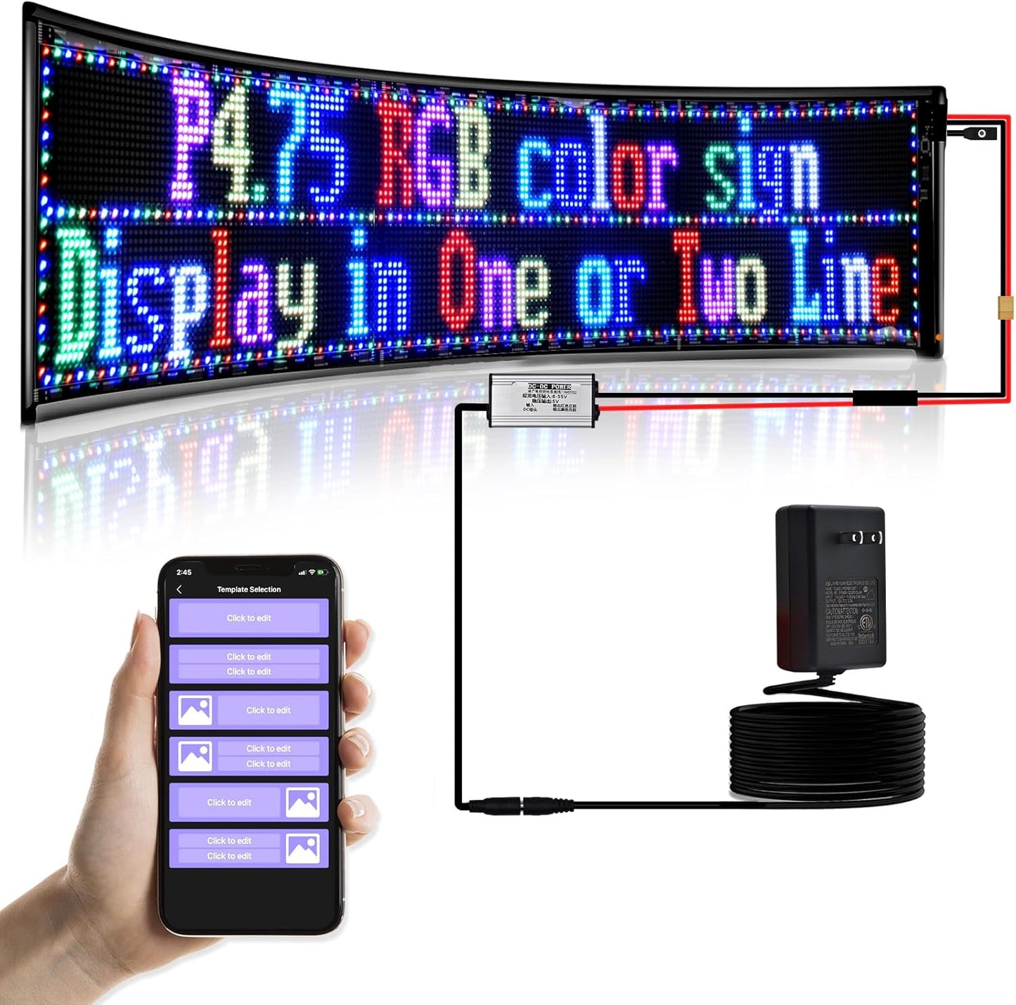 Double Row Scrolling LED Sign, Programmable Flexible LED Matrix Panel, Bluetooth APP Control, DIY Text, Patterns, Animations (37 x 8inch )