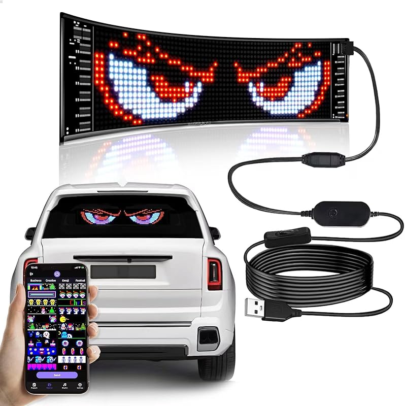 Double Row Scrolling LED Sign, Programmable Flexible LED Matrix Panel, Bluetooth APP Control, DIY Text, Patterns, Animations (37 x 8inch )
