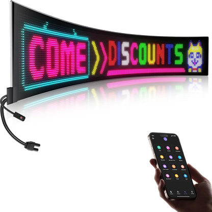 Large Programmable LED Sign, P5 Resolution Indoor Store LED Sign, Bluetooth App, Suitable for Commercial Retail Store Window Display (94.2CMx 20CM)