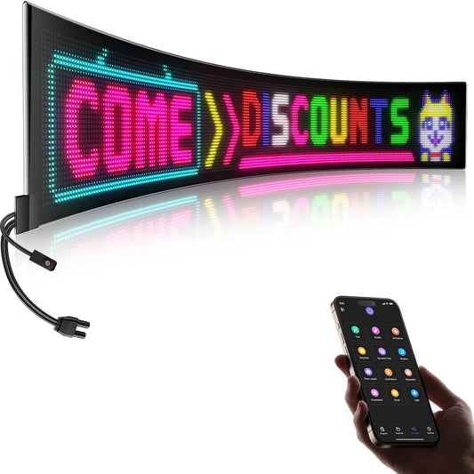 Large Programmable LED Sign, P5 Resolution Indoor Store LED Sign, Bluetooth App, Suitable for Commercial Retail Store Window Display (94.2CMx 20CM)
